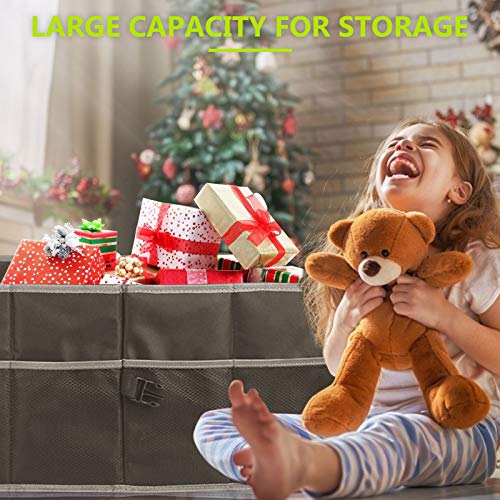 HAWKFORCE Cargo Organizer for Trunk, Heavy Duty Design with Folding Interlayer Compartments,Non Slip Bottom,Securing Straps,Multi Portable Trunk Organizer for any In-vehicle Organization Needs(Black)