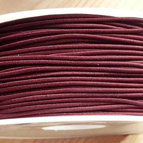 2 metres of 1mm wide round elastic stretch cord in various colours, hat mask jewelery (Burgundy)