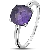 925 Sterling Silver Rings for Women - Cushion Gemstone Ring - Anniversary, Engagement, Wedding Ring - Eye Catching Christmas Gift