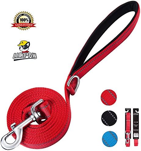 Heavy Duty Dog Leash Reflective Dog Leash – Lukpaw 6ft Nylon Rope Dog Training Leash For Large Dogs Medium Dogs (RED)