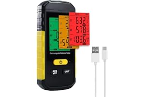 Jalzdieod Radiation Meter 3in-1 EMF Detector for EF, MF,WiFi Signal with 3-Color Sound Light Alarm,Data Hold,for Home