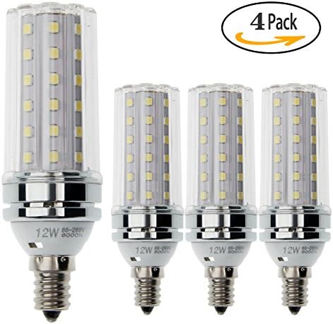 HzSane LED Corn Bulbs, 12W Daylight White 6000K LED Bulbs, 100 Watt Incandescent Bulbs Equivalent, E12 Base, 1200 Lumens LED Lights, Cylinder bulbs, Non-Dimmable,Pack of 4