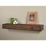 Dakota Floating Fireplace Pine Wood Mantel Shelf - Mocha Color 72" Beautiful Wooden Rustic Shelf Perfect for Electric Firepla