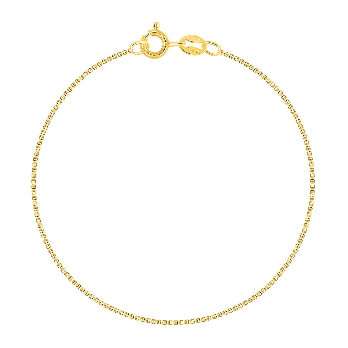 PLANETYS - 18K Yellow Gold Plated 925 Sterling Silver Box Chain Anklet Width: 1 mm