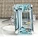 Lzz Vintage Fashion Lady 925 Silver Emerald Cut Blue Aquamarine Gemstone Ring with Diamond Ring Wedding Jewelry Size 5-11 (US code 8)