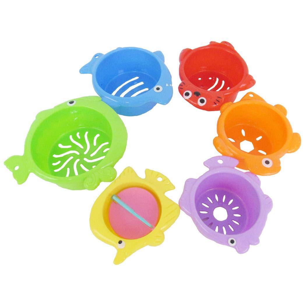 Xixini Baby Kinder Bunte überlappende Tasse Erleuchten Eltern-Kind-Bad-Dusche-Spielzeug