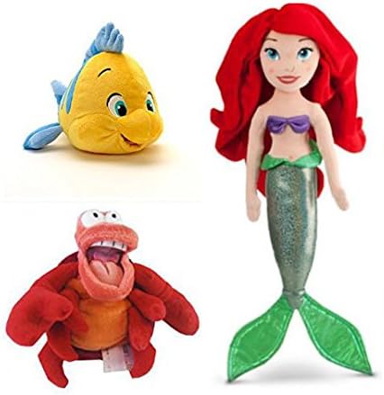 Official Disney Exclusive The Little Mermaid 3 pcs Plush set : Ariel 21", Flounder 10", Sebastian 8" the crab. by Dismey