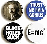 Einstein Genius Scientist Button Pin Set (Size Is 1inch Diameter)