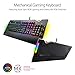 ASUS ROG Strix Flare Aura Sync RGB Mechanical Gaming Keyboard with Cherry MX Blue Switches, Customizable Badge, USB Pass Through and Media Controlsthumb 1