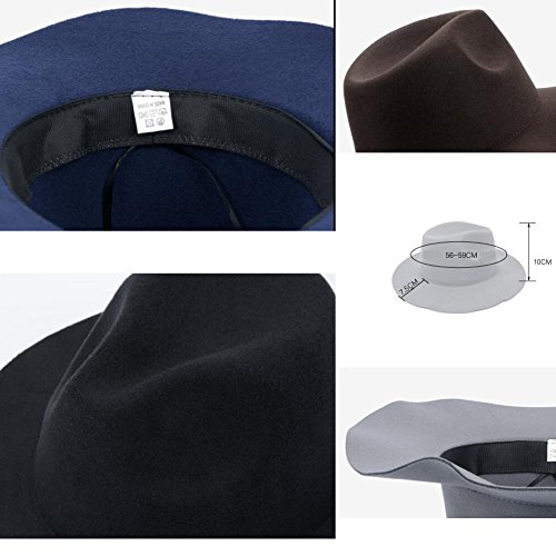 Dark Blue Wide Brim Fedora Hat