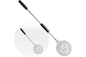 AmeierGro Pizza Turning Peel - Perforated Turner, Adjustable Long Handle, Harden Anodizing, Pizza Oven Accessories
