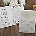 Doris Home 50pcs Vertical White Hollow Flora Laser Cut Wedding Invitation Cards Kit with envelops