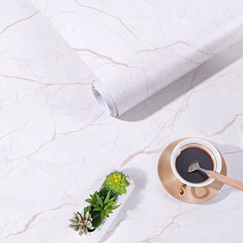 Marble Contact Paper Film Peel and Stick Countertops Vinyl Wallpaper Sticker, Authentic Marble Look, Durable,Waterproof for Home and Office 17.5 by 78.7 Inches(44.5 x 200cm)