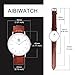 AIBI Slim and Big face Watches with Brown Bands for Men and Women Clearance Light Brown Leather Strap Easy to Read 3ATM Waterproof with Egg White Face