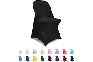 ManMengJi Black Folding Chair Covers, Spandex Folding Chair Covers 10 PCS, Banquet Chair Slipcovers for Party, Wedding, Holidays, Celebration
