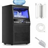 Lecon Chef Commercial Ice Maker Machine 80Lbs/24H Dual Water Inlet Black | 20Lbs Storage Bin, Freestanding, 36 Ice Cubes/Cycle, Adjustable Ice Thickness, Self-Cleaning, for Home, Bar, Coffee Shop