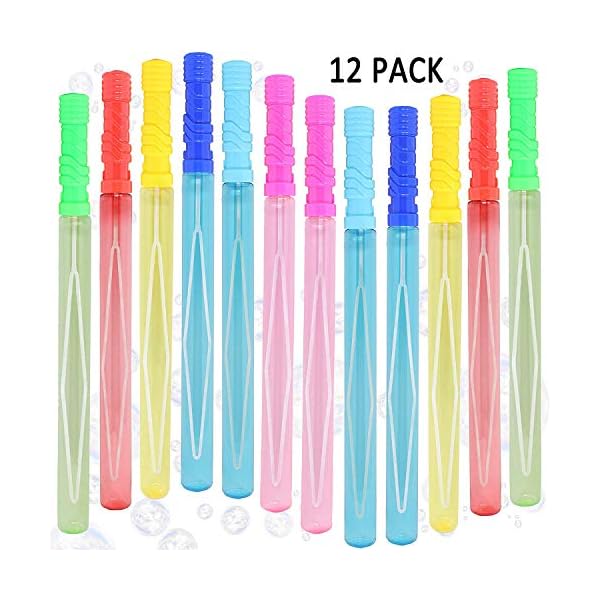 Joyin-Toy-12-Pack-14-Big-Bubble-Wand-Assortment-1-Dozen-with-Bubble-Refill-Solution-Super-Value-Pack-of-Summer-Toy-Party-Favor-12-Bubble-12-Refill-Pack-24pack Joyin Toy 12 Pack 14'/35.5cm Big Bubble Swords Wands Sticks Assortment (1 Dozen) with 12 Pack 12ml Concentrated Bubble…