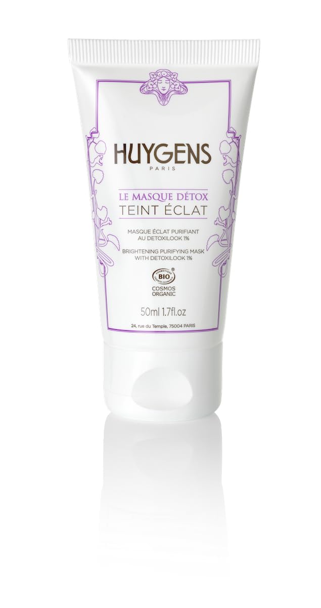 HUYGENS - Beauty Mud - Organic Certified - Brightening Purifying Purple Clay Mask - 50mL - Soften, Calms Stressed Skin - 9% Natural - Vegan - Made in France