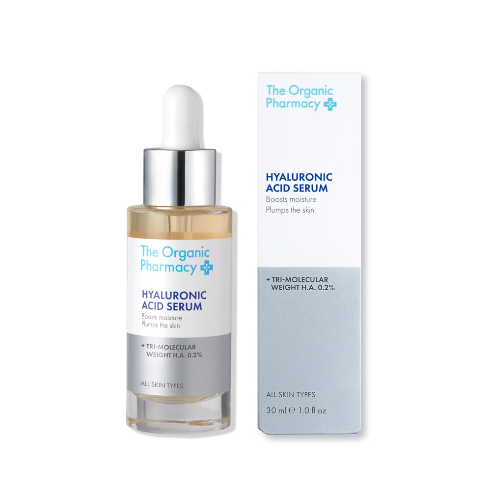 The Organic Pharmacy Hyaluronic Acid Serum 30ml - Hydrating, 0.2% triple-molecular weight Hyaluronic Acid, Plump Fine Lines and Wrinkles, 98.3% Organic, 99.1% Natural