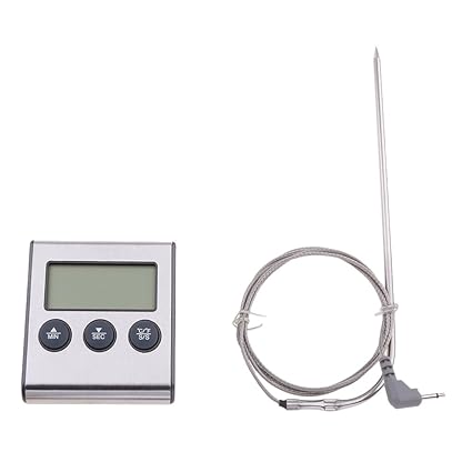 Evalue Digital Oven Alarm Thermometer & Timer - Baking & Cooking Food Thermometer for BBQ Grill with Probe