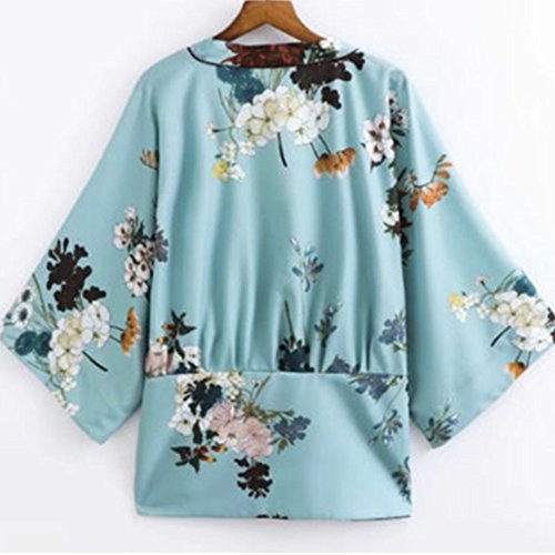 Women Kimono Jacket Cardigan Yukata Coat Short Haori Noragi Outwear Retro Loose Top (As Picture Show, US XXS Bust: 40.2")