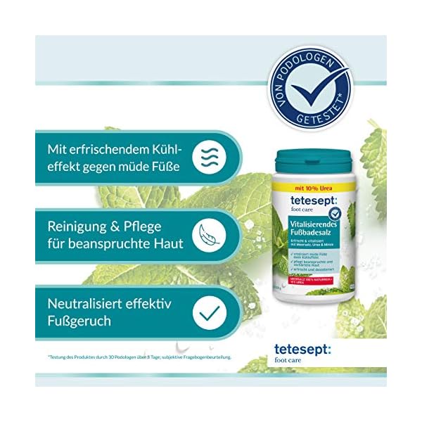 tetesept Foot Care Vitalising Foot Bath Salt - Foot Bath Additive with Sea Salt, 10% Urea and Essential Oils - Foot Salt…