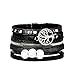 Jenia Black Tree of Life Leather Cuff Bracelet for Women - Personality Engraved with Pearl Rope Braided Wrap Bangle Handmade Jewelry for Teens Girl, Boy, Men, Kids Birthday Gift