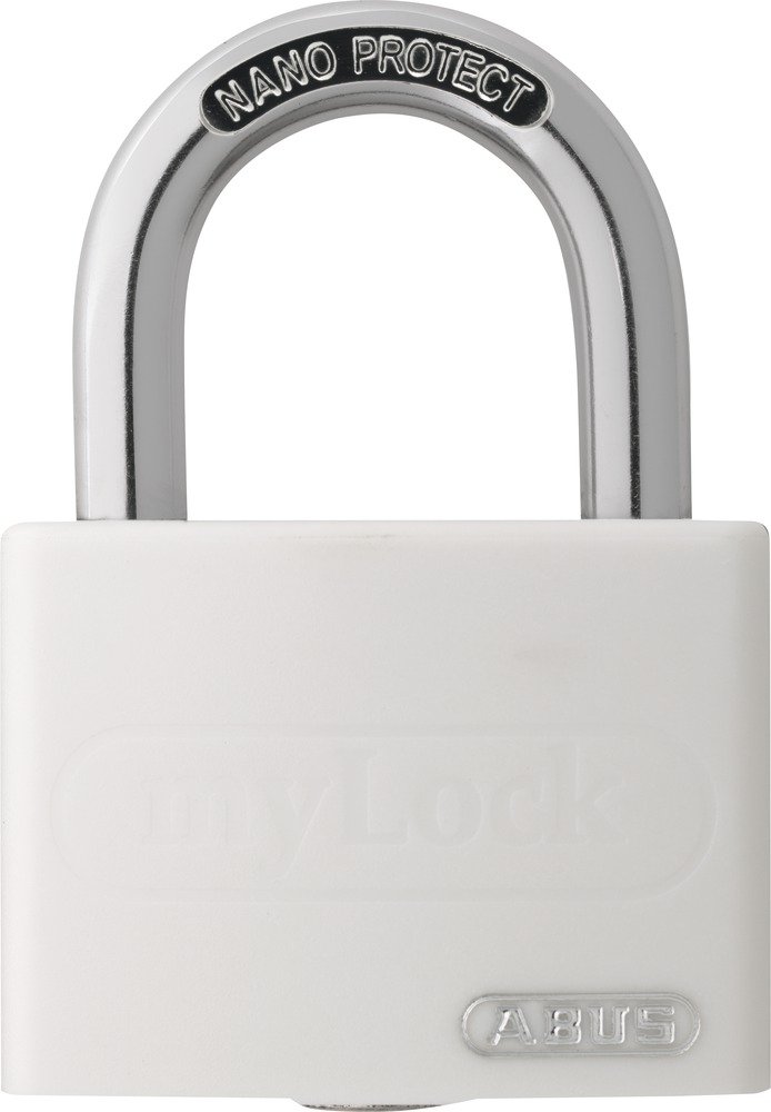 ABUS Padlock T65AL/40 myLOCK - Individually writable - Locker Lock - Solid Aluminium Lock Body - ABUS Security Level 5 - White
