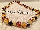 Baltic Amber Teething Necklace for Baby Toddler Multi Rainbow Infant Polished Drooling & Teething Pain Authentic Organic Certified Authentic Screw Clasp
