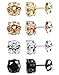ORAZIO 4 Pairs Stainless Steel Women Stud Earrings Mens Ear Piercing Cubic Zirconia Earrings 5mm