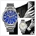 Big Promotion! Auwer Watch, Mens Fashion Crystal Stainless Steel Analog Quartz Wristwatch Simple Clock (Blue)