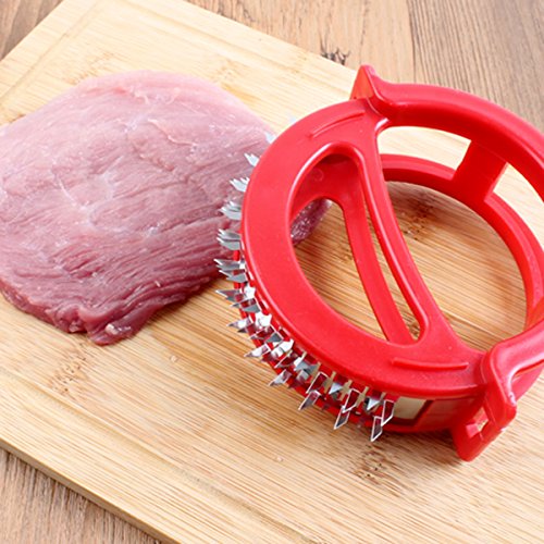 PROKITCHEN Meat Tenderizer Sharp Stainless Steel Blades for Steak Chicken Pork (Red)