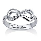 Engraved Infinity Ring, 925 Sterling Silver Infinity ring, Promise Ring with Swarovski CZ-Available sizes 5,5.5,6,6.5,7,7.5,8,8.5,9 (7)