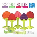 Baby Teething Toys BPA Free Soft Silicone Baby Fruit Teethers Toys with Pacifier Clip/Holder Non-Toxic, Soft, Durable and Freezer teether for Boys & Girls Infant and Toddler(5 Pack)