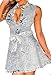 ZKESS Women's Sleeveless Low Neck Denim Belted Skater Dress