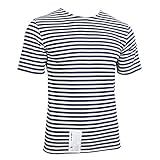 Genuine Russian Navy TELNYASHKA T-Shirt - Blue Striped Short Sleeved Top