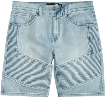 RSQ London Skinny Moto Denim Shorts, Light Indigo, 30