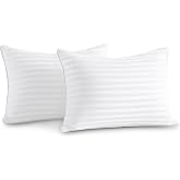 Oubonun 12 x 16 Throw Pillow Inserts Set of 2 | Firm and Fluffy Decorative Pillows for Couch Bed Sofa with Soft Cotton Cover White Cushion with Down Alternative