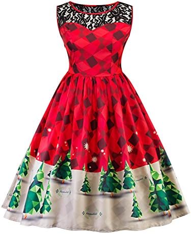 Desirca Vintage Lace Christmas Pin Up Skater Sleeveless Party Dress 1950S Snow Vintage Plus Size 5XL Vestidos