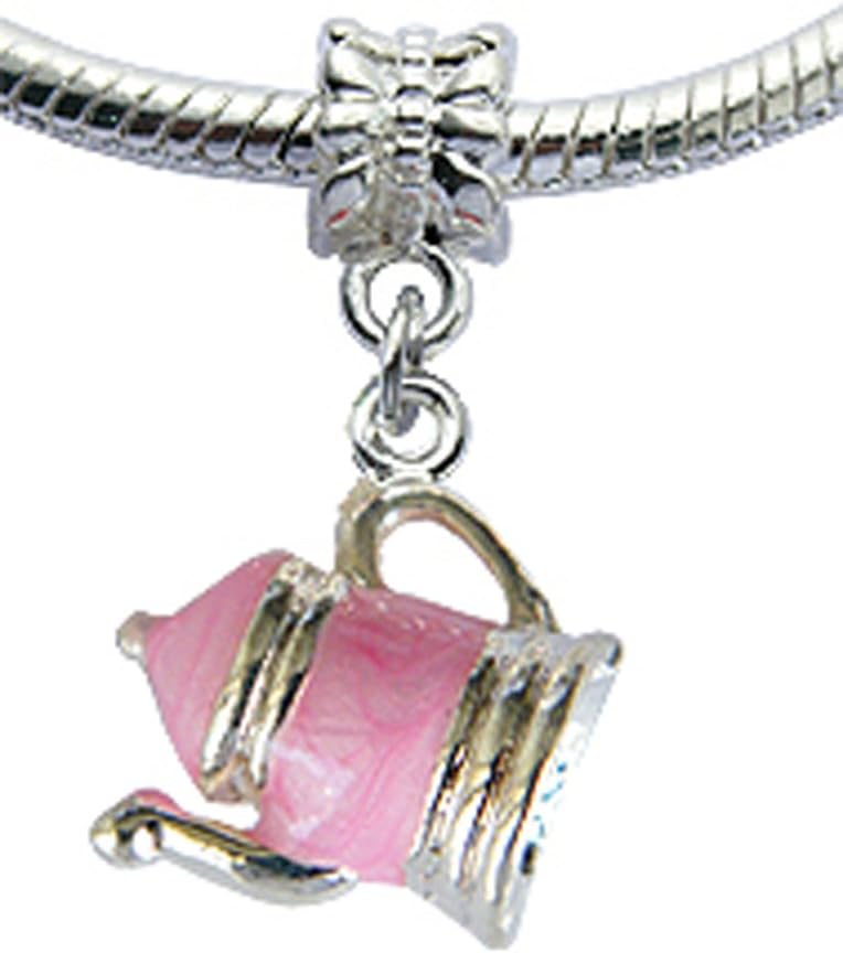 Silver plated charm teapot paint with enamel color compatible for pandora bracelet - various colours