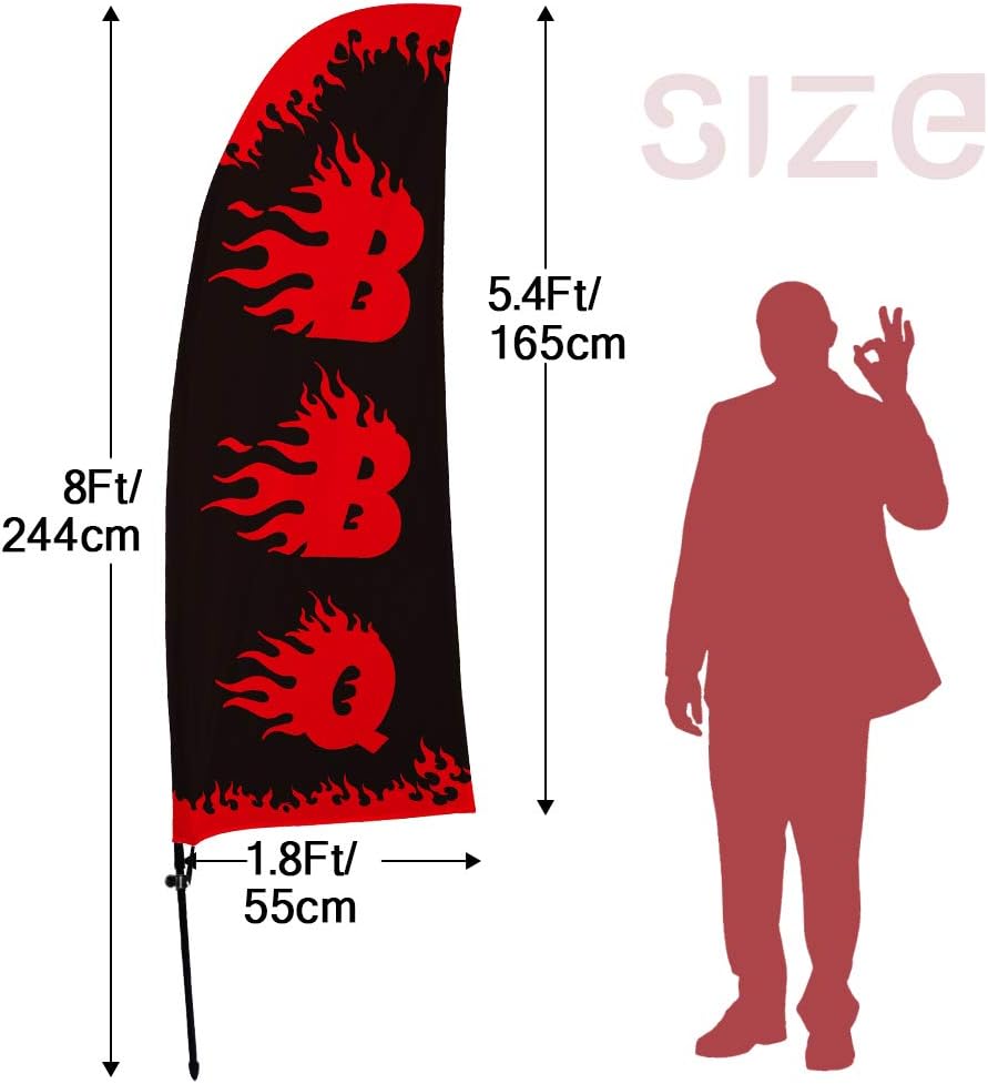 QSUM Barbeque BBQ Advertising Feather Swooper Flag Sign with Flag Pole Kit and Ground Spike - Image 3