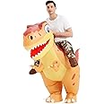 COMIN Inflatable Dinosaur Costume for Adults Ride on Dino Costume Blow Up Trex Costume Orange Costume for Halloween Party