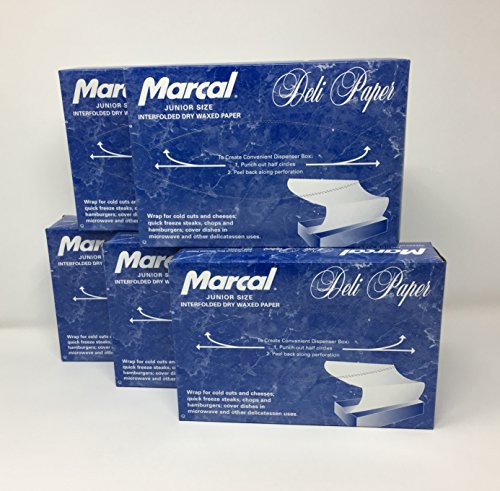 Deli Wrap Interfolded Wax Paper / Dry Waxed Food Liner Junior Size, 10" x 8" 500 Sheets (6 Pack)