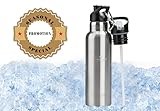 Stainless Steel Water Bottle Vacuum Insulated Water Bottle Double Walled Water Bottle with Dual Lids Straw Lid and Sports Lid with Carabiner