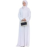 Zofocy Solid Color Women Abaya Modest Muslim Prayer Robe Long Sleeve Dubai Maxi Dress Islamic Lightweight Dress