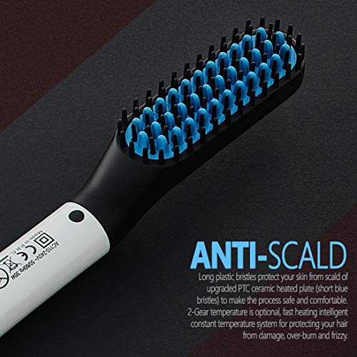 2020 Beard Straightener for Men - Petite Beard Straightening Comb - Mens Heated Beard Brush Straightener With Ionic Effect