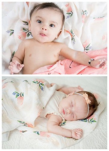 Bamboo Muslin Swaddle Blankets - 2 Pack"Floral & Flamingo Print" Baby Swaddle Wrap for Girl Shower Gift by Little Jump (Floral & Flamingo)