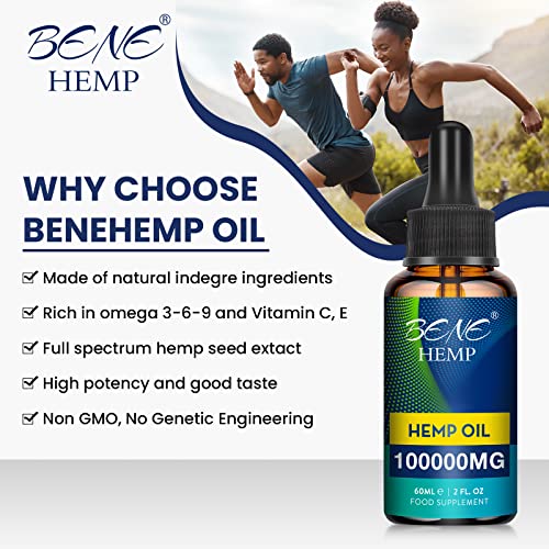 High Strength 100000mg Natural Oil, Premium Quality, Rich in Omega 3-6-9, Vitamin C & E, 100% Vegan, Non-GMO (60 ml (Pack of 1))
