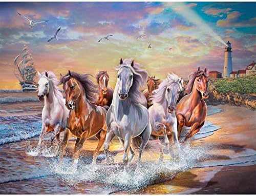 Amazon ダイヤモンドアートキット 5d Diyフルラウンドドリルダイヤモンド塗装馬海で実行モザイク刺繍動物家の装飾40x50cm 刺しゅうキット 通販