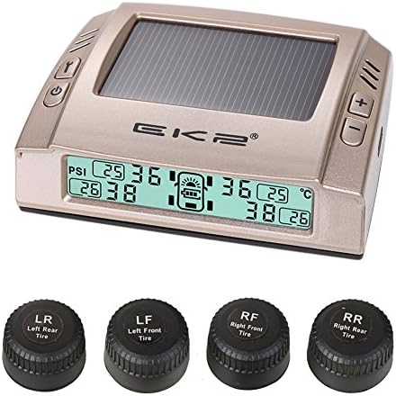 EK2 Universal Solar Power Wireless TPMS With 4 Sensors LED Display (Gold)